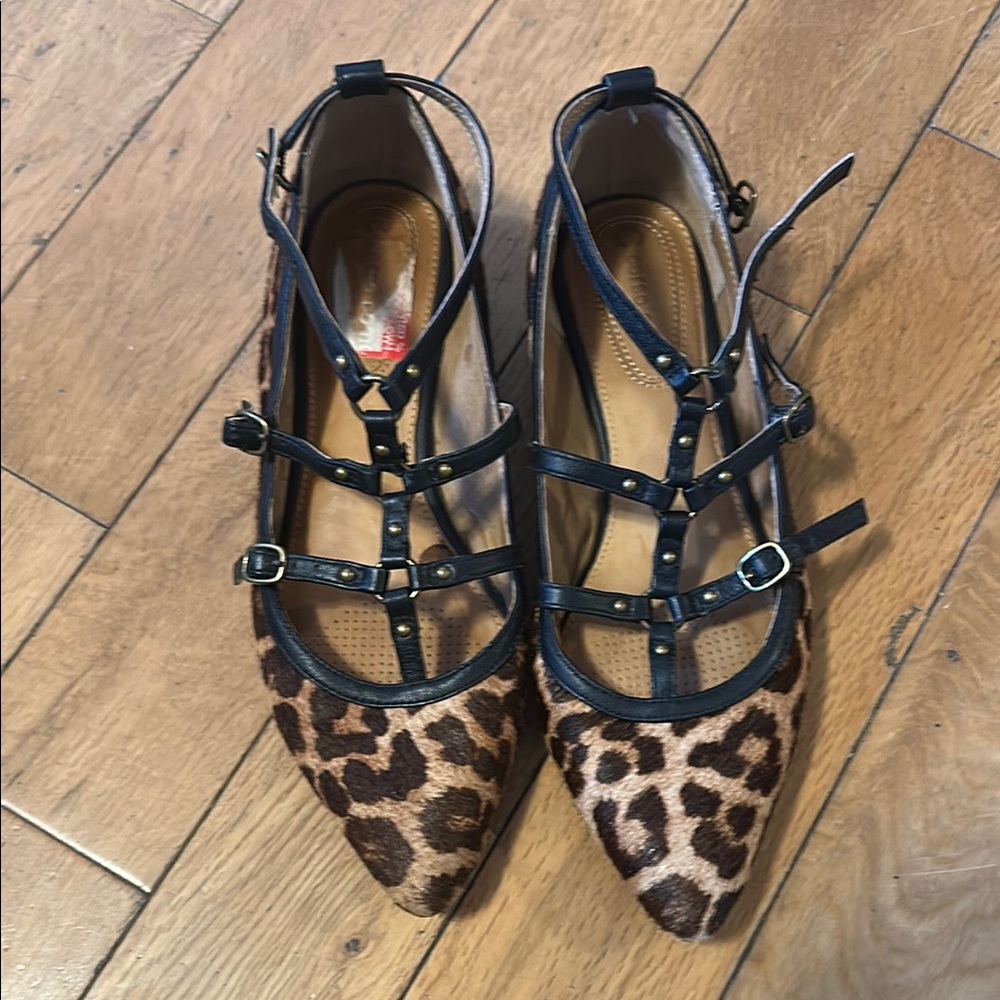 Corso Como Brown and Black Flats with Leopard Print